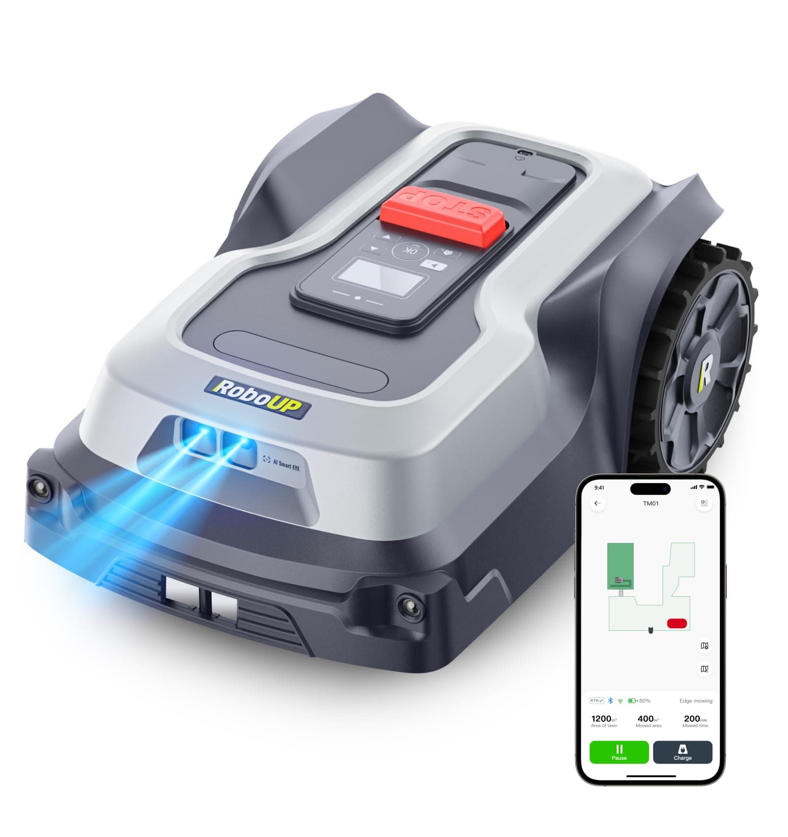 RoboUP Robot Tondeuse sans Fil Périphérique T1200Pro pour 1500㎡