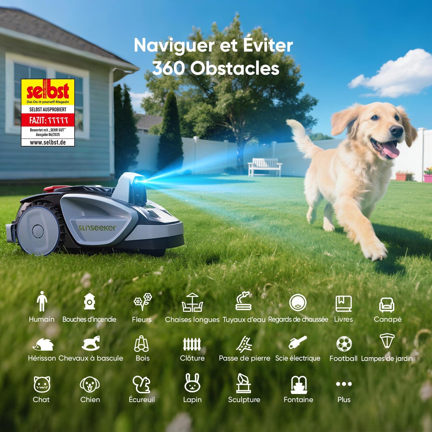 Sunseeker V3 robot tondeuse 600㎡ — vue 3