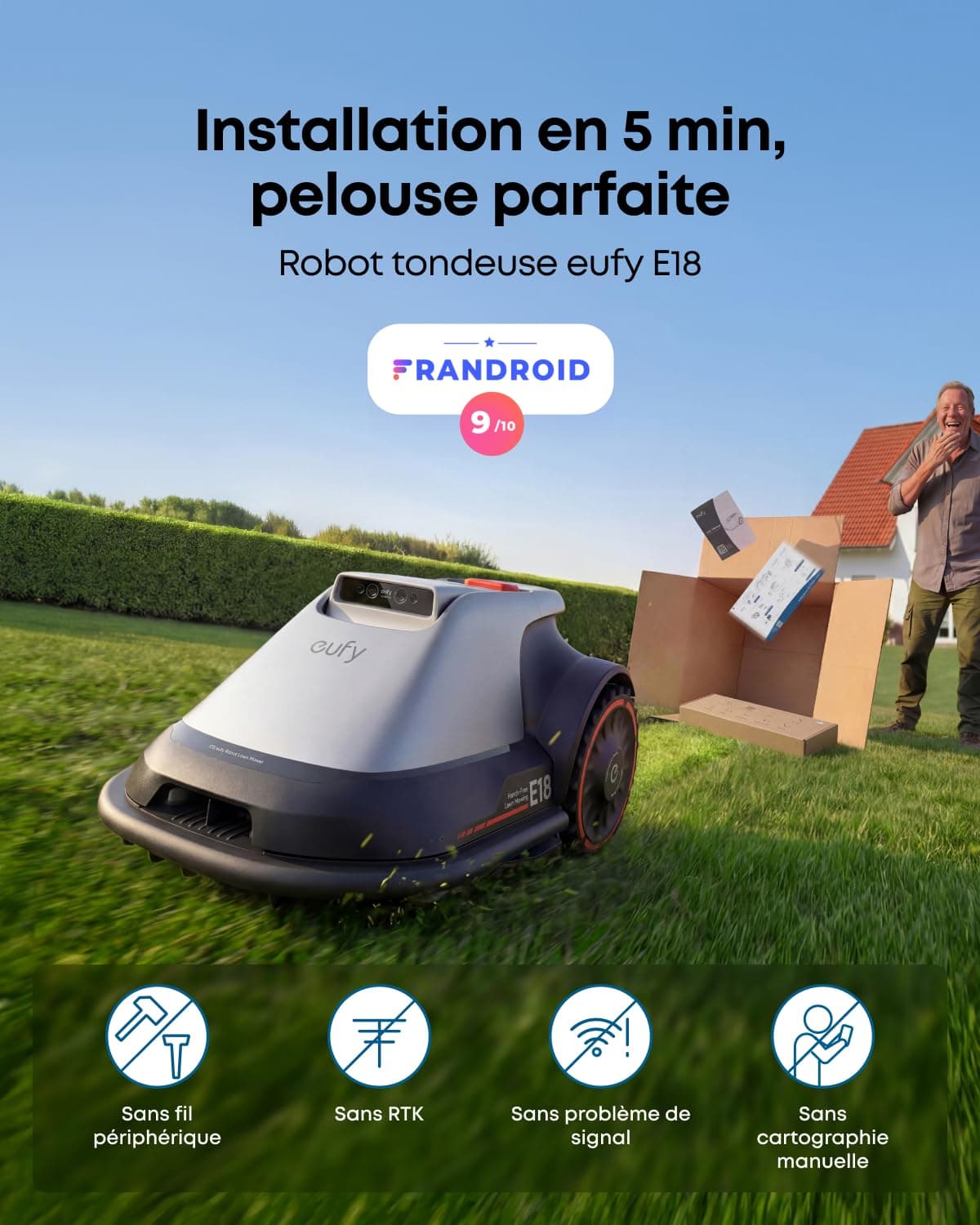 eufy E18 Robot Tondeuse sans Fil périphérique ni RTK — vue 2