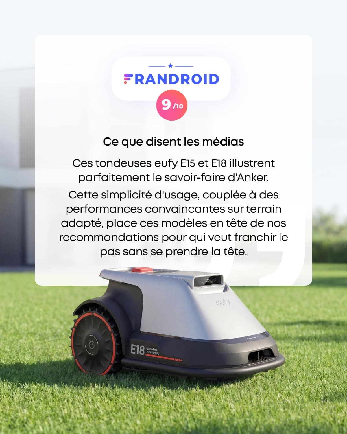 eufy E18 Robot Tondeuse sans Fil périphérique ni RTK — vue 3