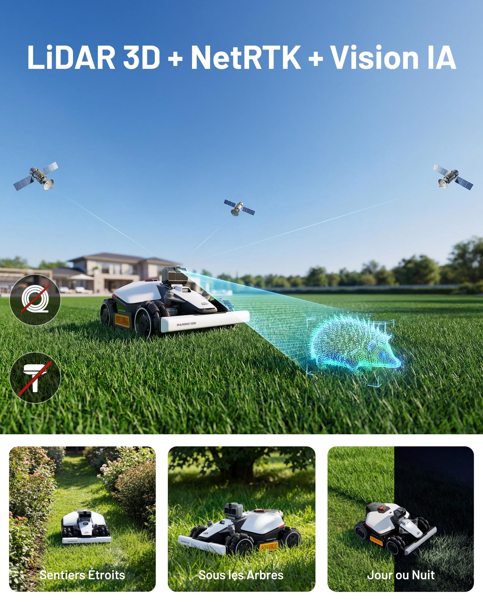 MAMMOTION LUBA Mini AWD LiDAR – Robot Tondeuse sans Fil Périphérique — vue 2