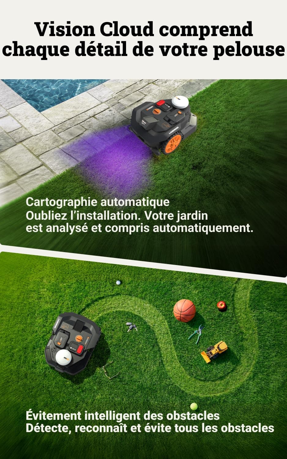WORX Vision Cloud 2WD Robot Tondeuse WR304E — vue 2