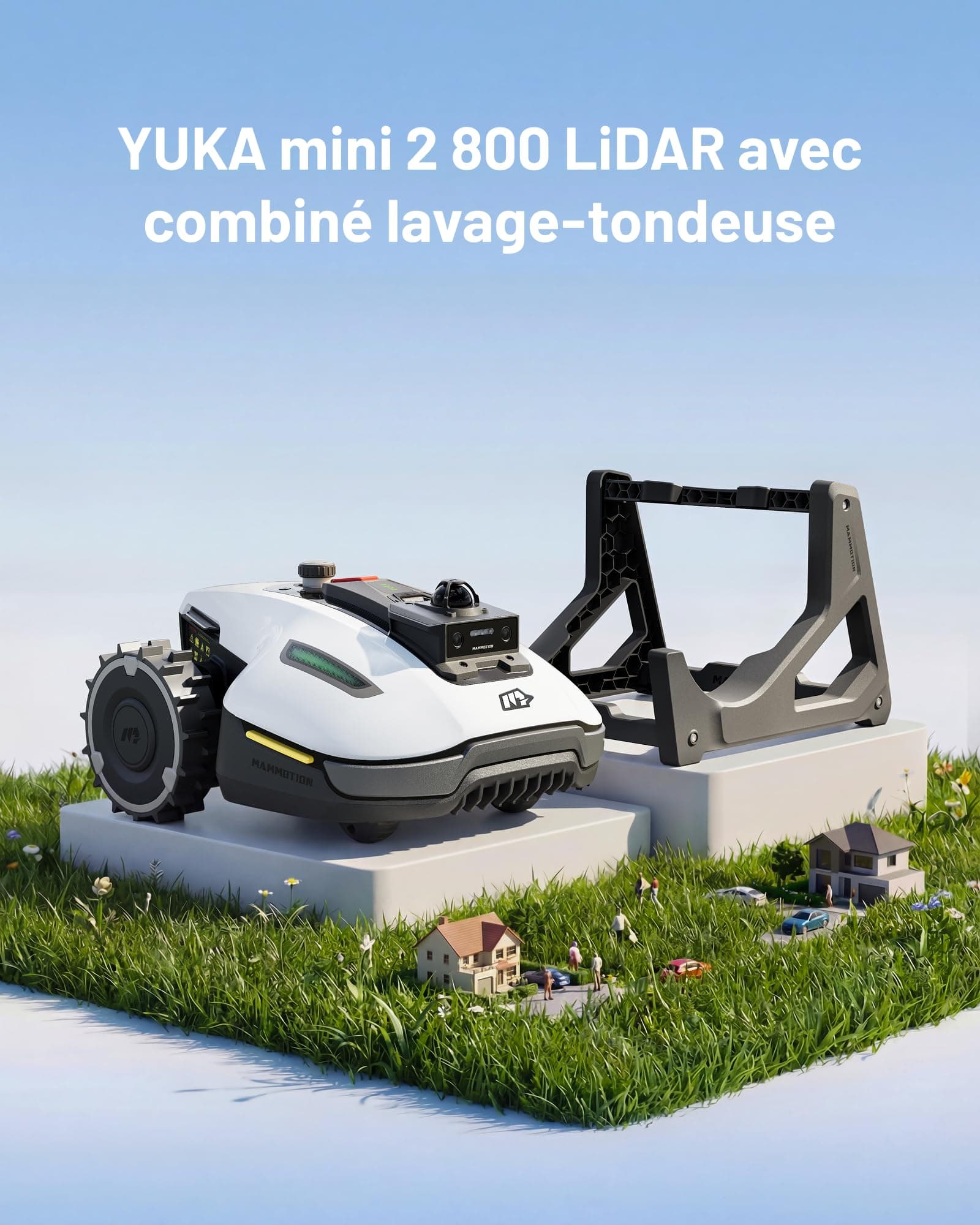 MAMMOTION YUKA Mini 2 800 LiDAR Robot Tondeuse avec Support de Lavage — vue 2
