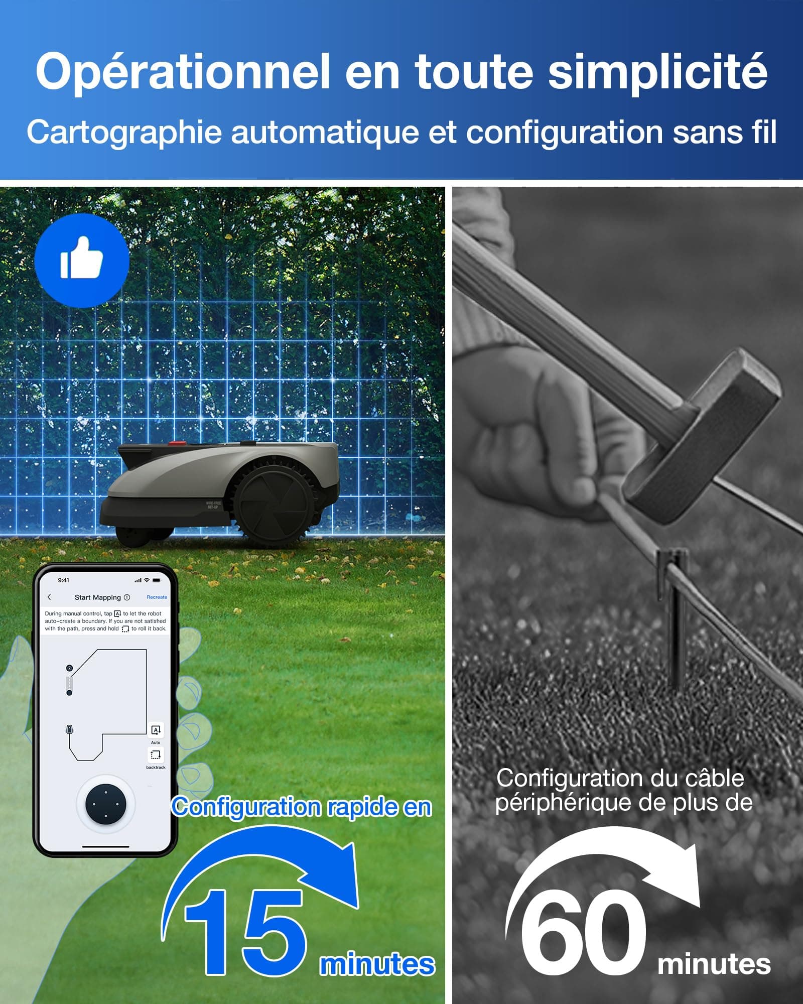 ECOVACS Robot Tondeuse sans Fil — vue 3
