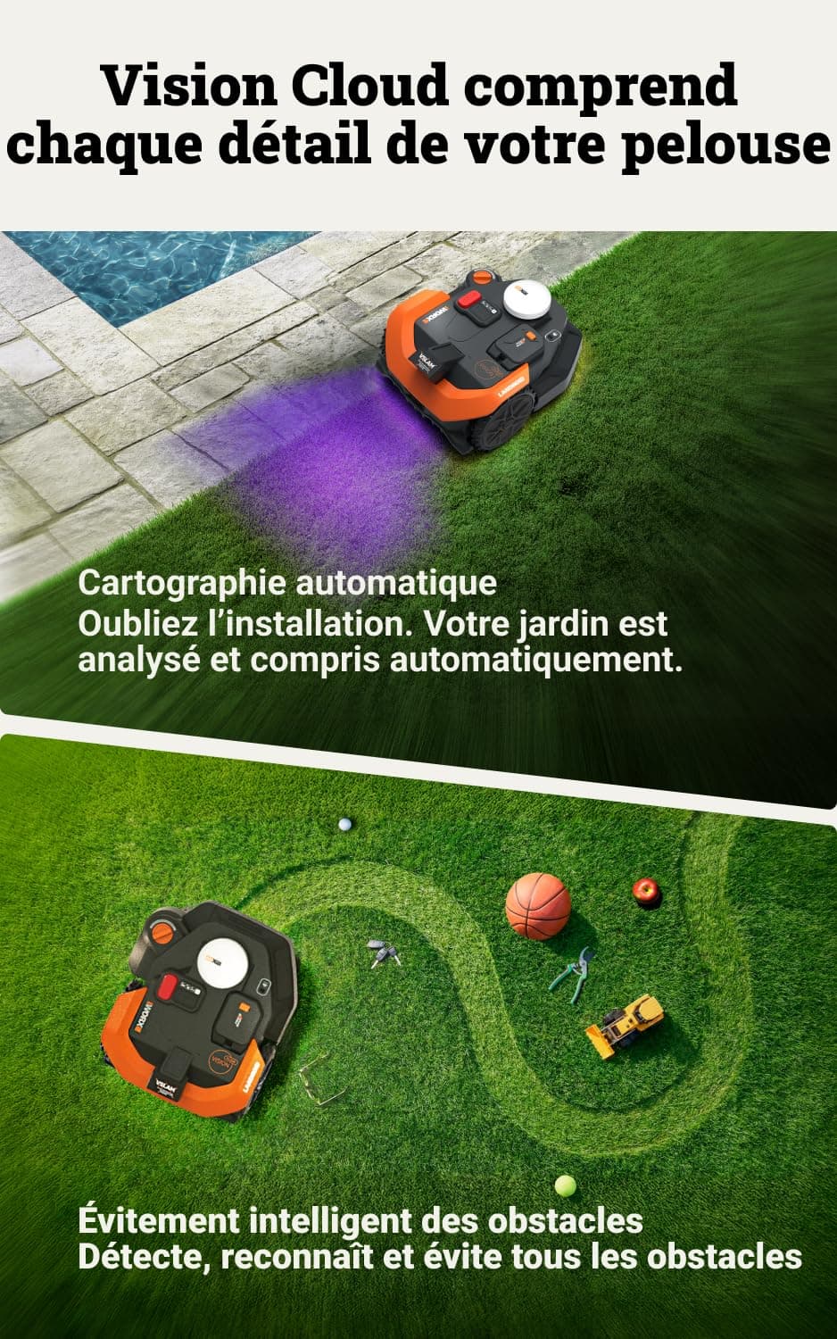 WORX Vision Cloud 2WD Robot Tondeuse WR318E — vue 2