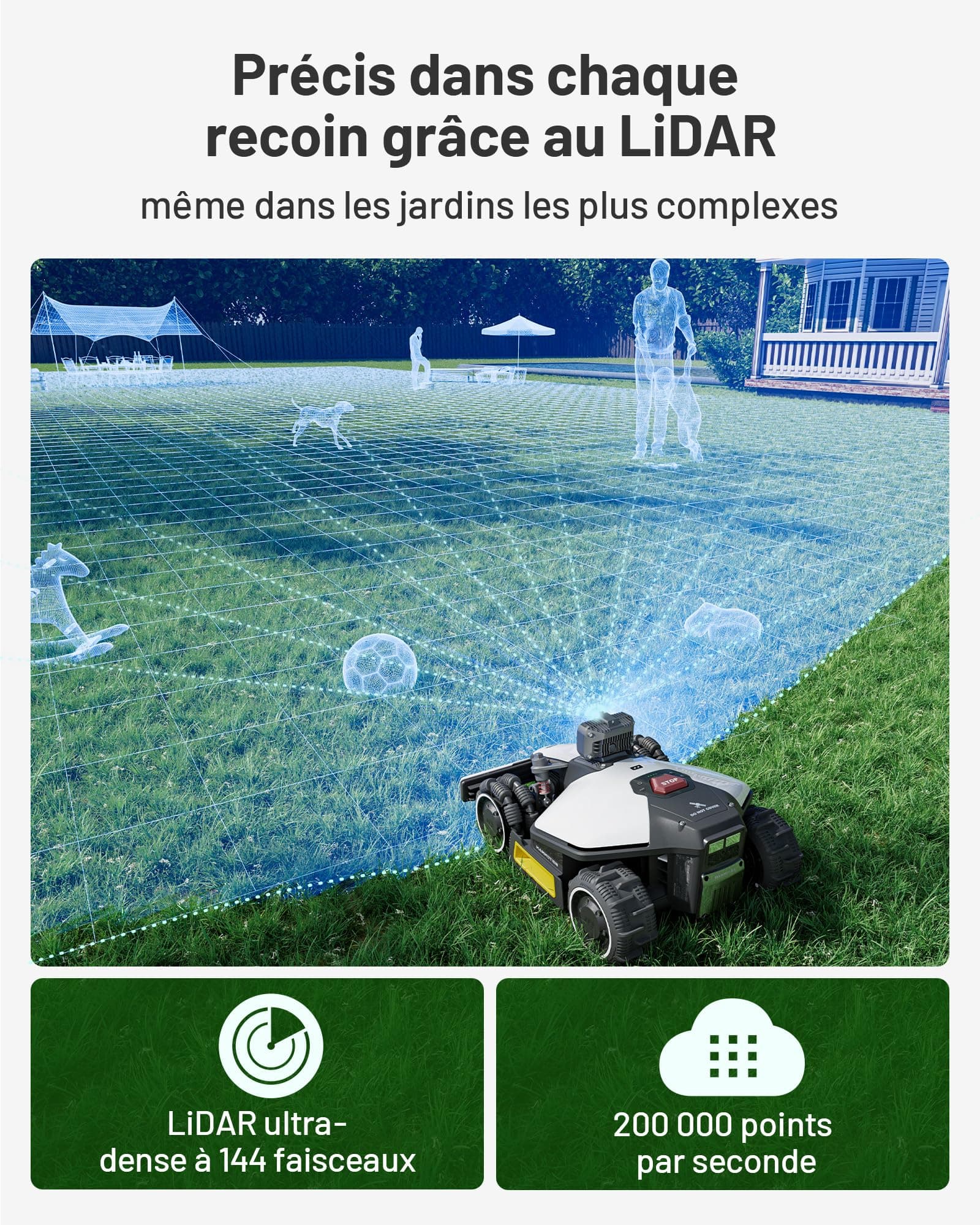 MAMMOTION LUBA Mini AWD LiDAR – Robot Tondeuse sans Fil Périphérique — vue 3