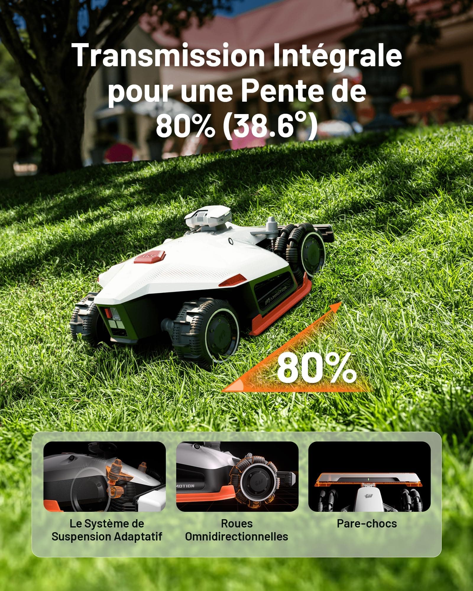 MAMMOTION LUBA 2 AWD 3000X Robot Tondeuse sans Fil Périphérique — vue 3