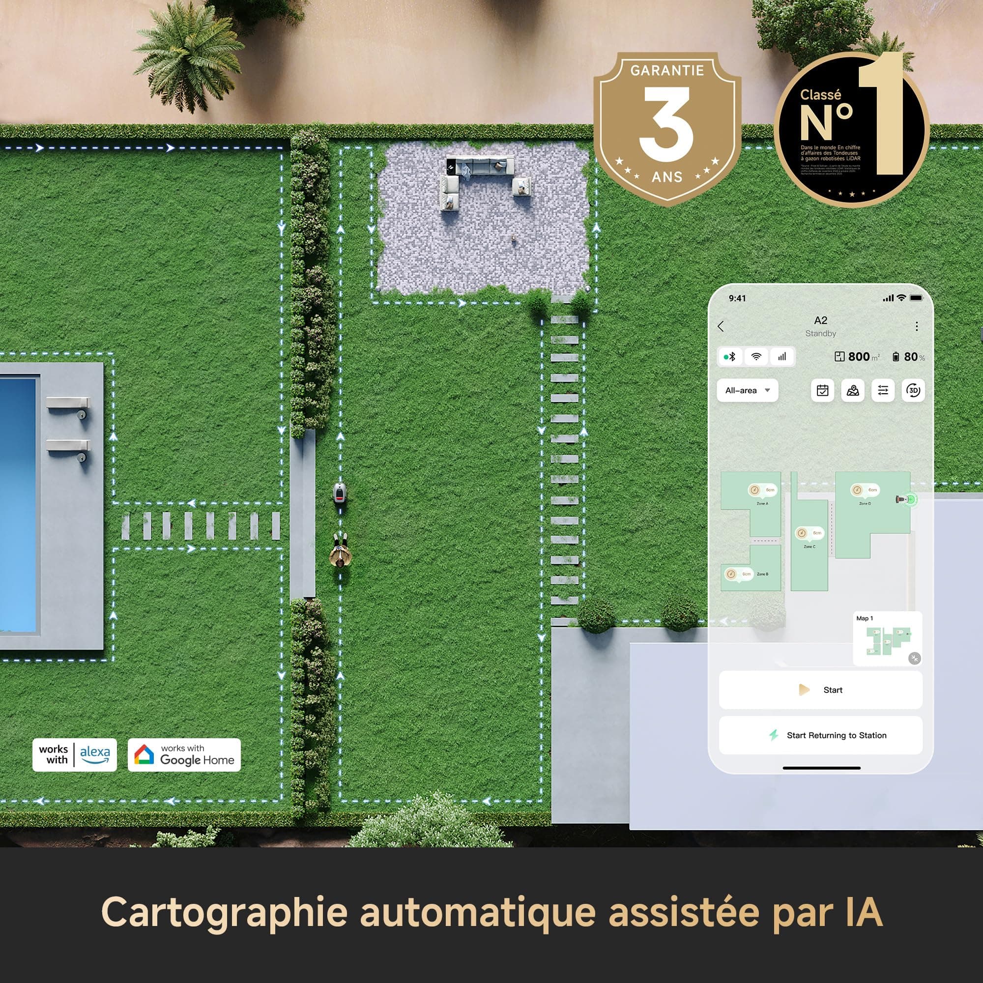 DREAME A2 3000 Robot Tondeuse sans Fil Périphérique — vue 2