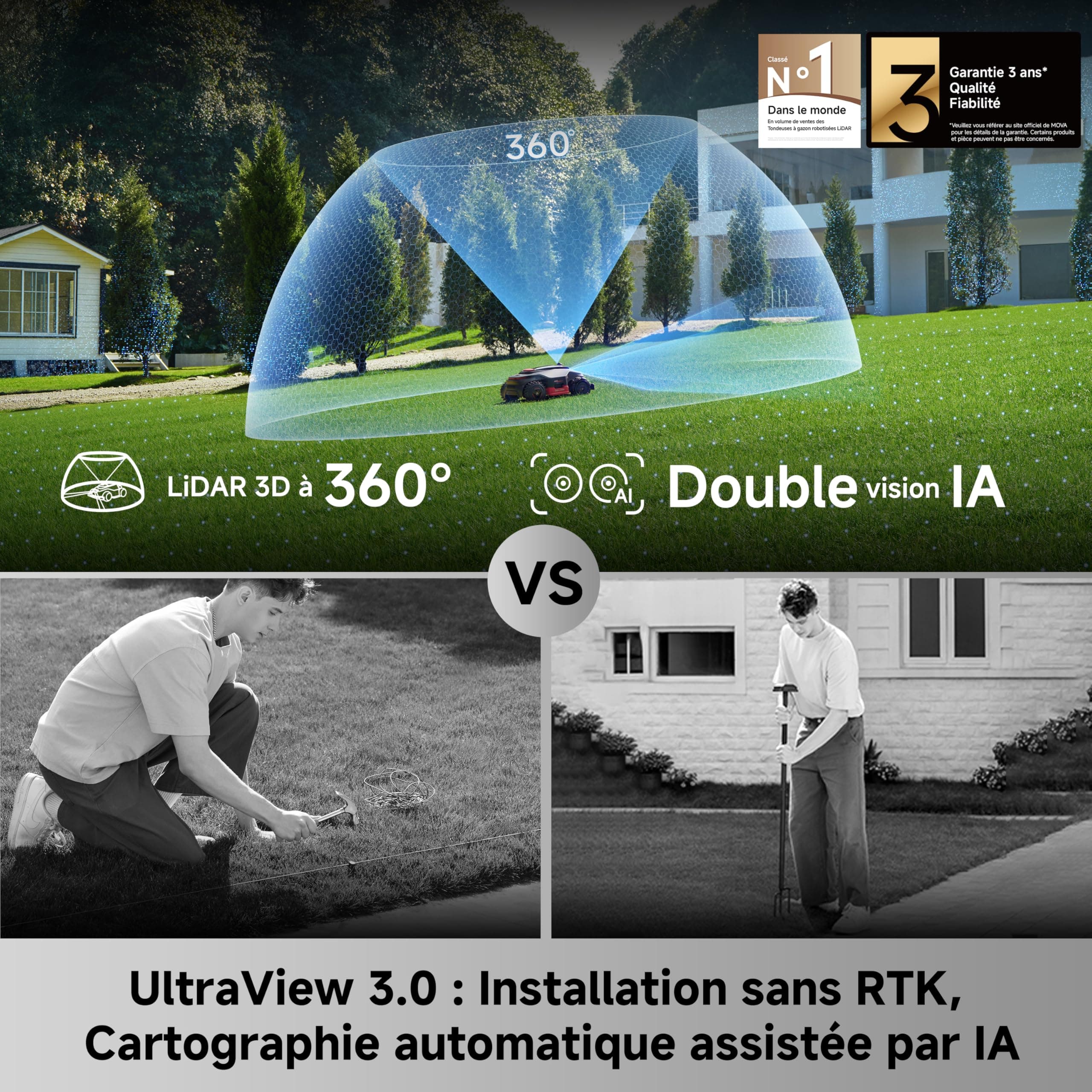 MOVA LiDAX Ultra 1000 AWD Robot Tondeuse sans RTK — vue 3