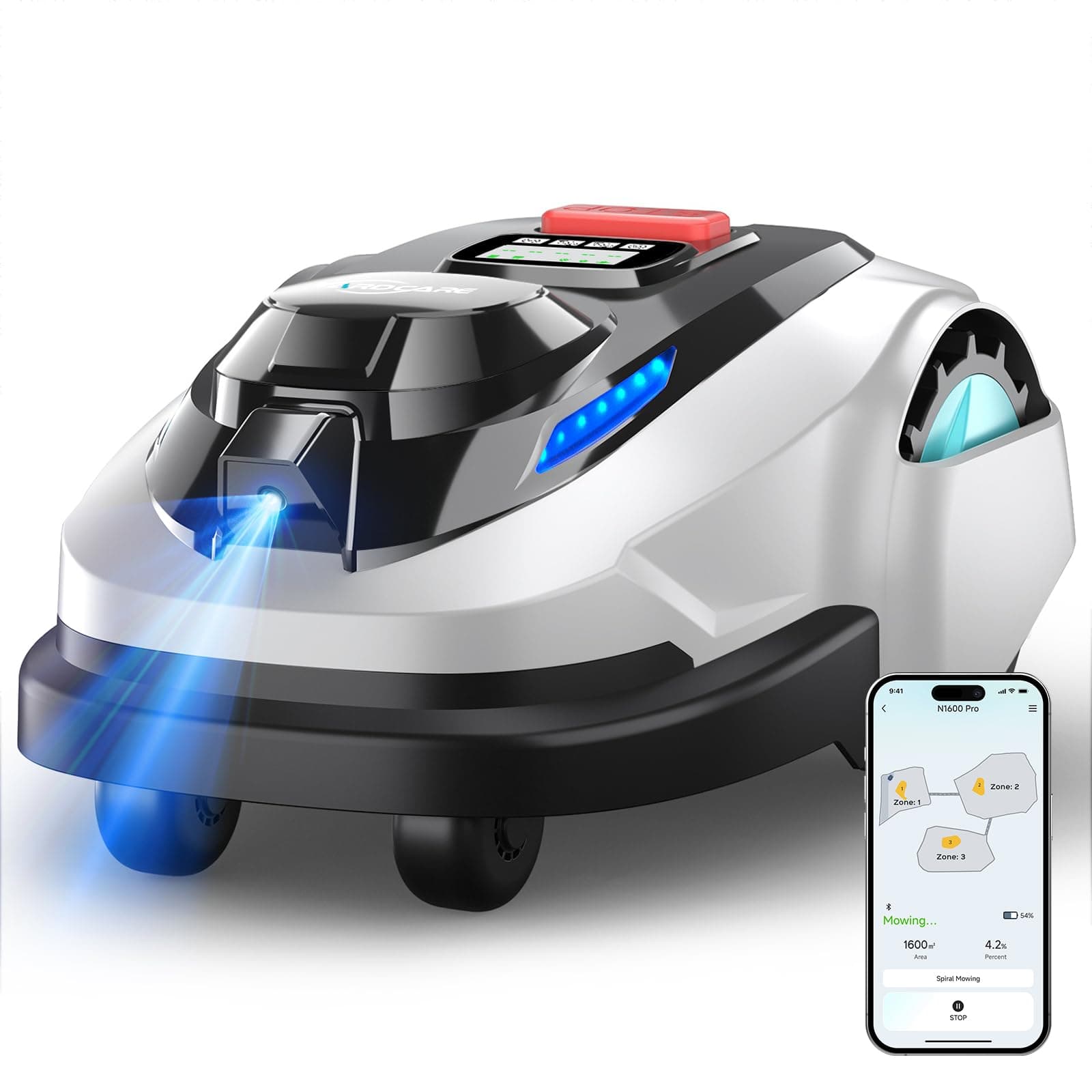 YARDCARE N1600PRO – Robot Tondeuse sans Fil périphérique avec Navigation RTK & Vision IA